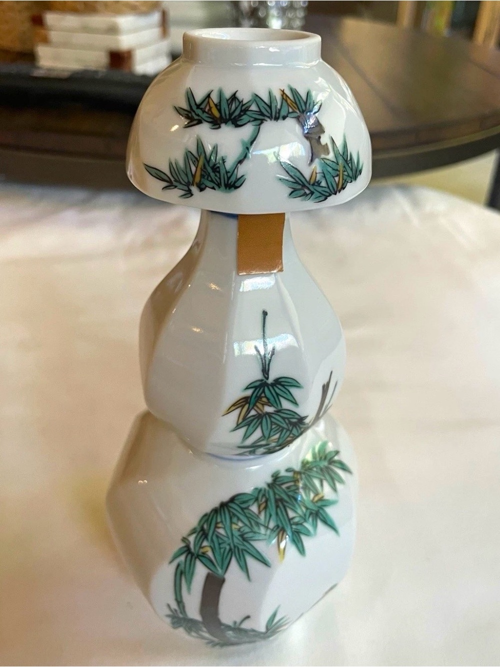 White Porcelain Bamboo Motif Decorative Vase - White